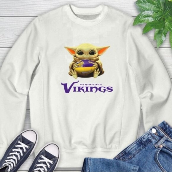 Olin D Tops - Minnesota Vikings Baby Yoda Star Wars NFL Football Christmas Sweatshirt 91